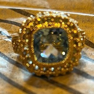 Blue Topaz Cocktail Ring - Sz 6 3/4